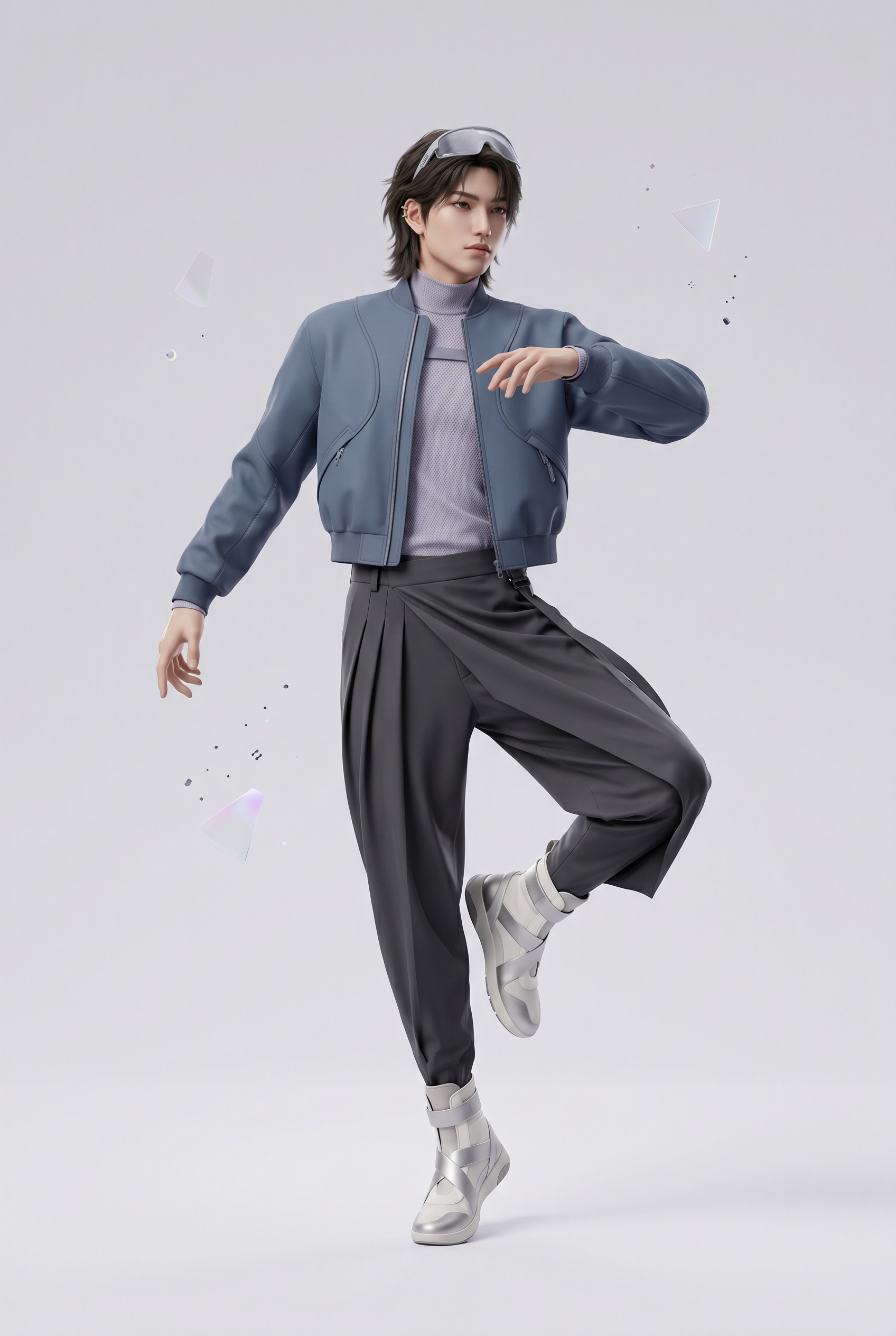 Personnage 3D IA, univers visuel signature No Face Lab