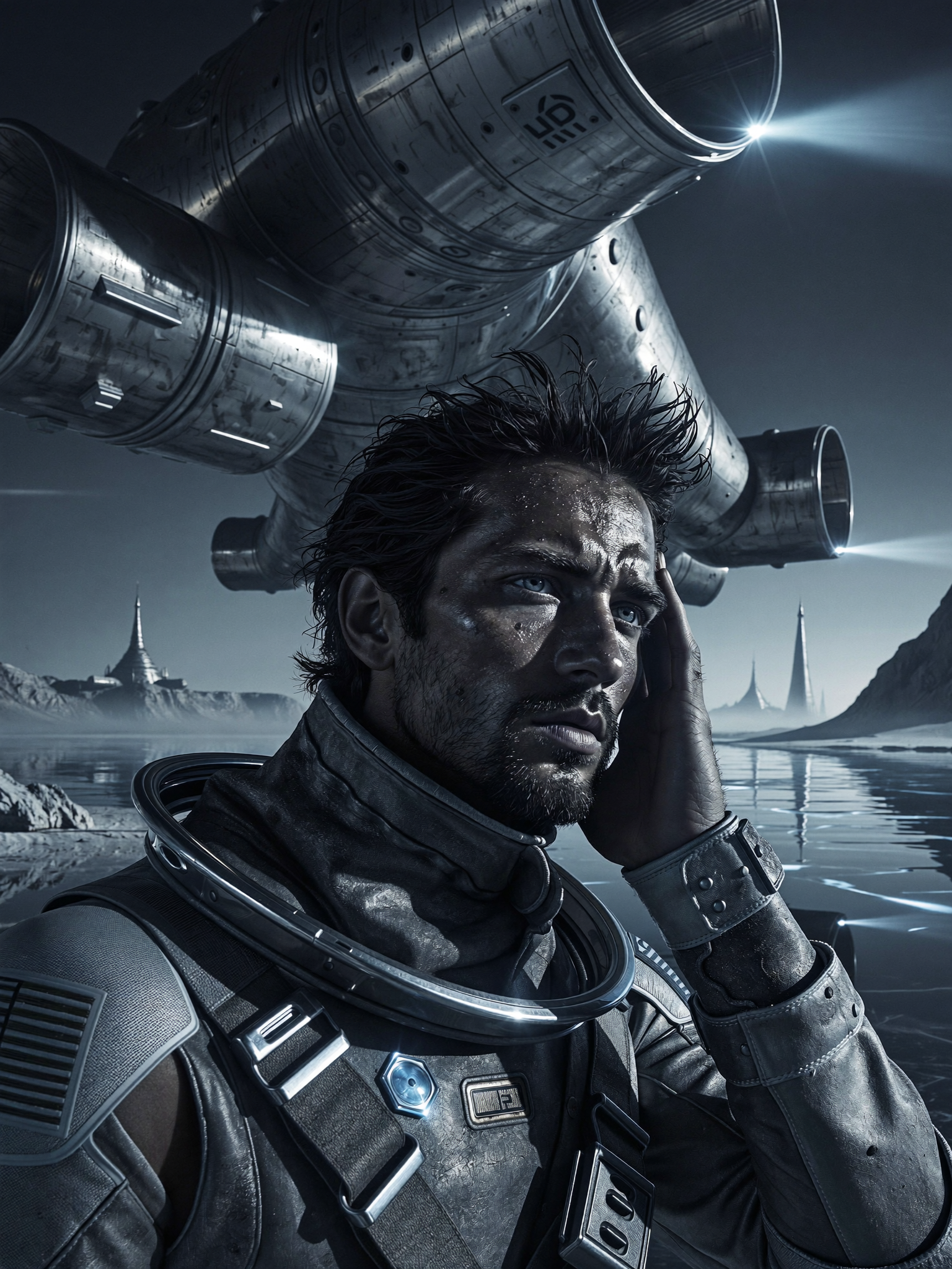 Plan large IA cinématique, visuel premium No Face Lab